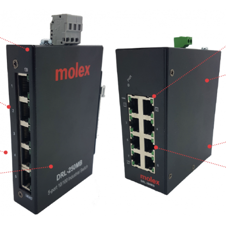 Switch Ethernet IP20, Non-Managé, compatible PROFINET,10/100/1000, 5 Ports, Molex